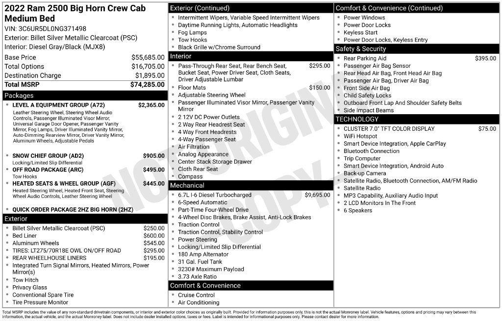Used 2022 RAM 2500 Big Horn w/ Level A Equipment Group AWD/4WD image 8