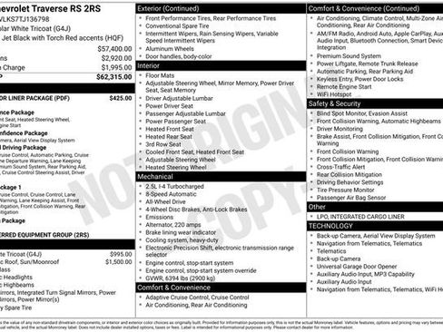 New 2026 Chevrolet Traverse RS w/ LPO, Floor Liner Package image 6