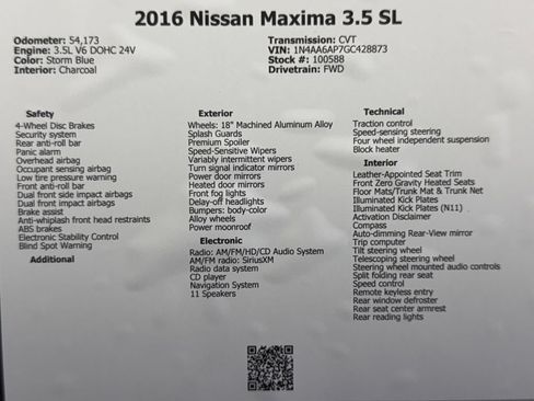 Used 2016 Nissan Maxima 3.5 SL FWD image 49