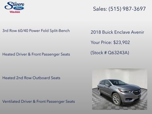 Used 2018 Buick Enclave Avenir w/ LPO, Cargo Package FWD image 30