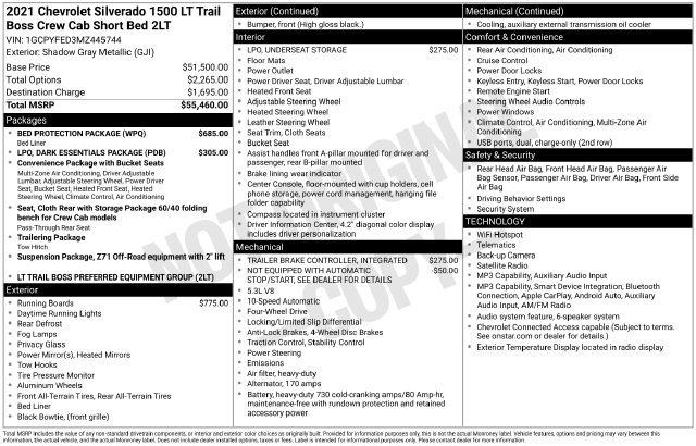 Certified 2021 Chevrolet Silverado 1500 LT Trail Boss w/ Bed Protection Package AWD/4WD image 42