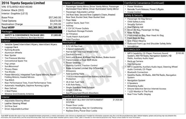 Used 2016 Toyota Sequoia Limited w/ Safety & Convenience Package AWD/4WD image 12