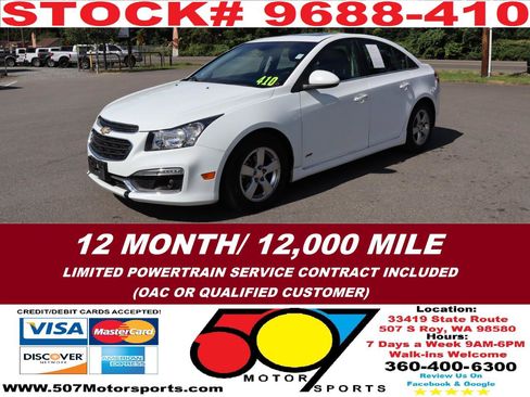 Used 2016 Chevrolet Cruze LT w/ Sun And Sound Package FWD image 2