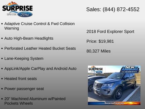 Used 2018 Ford Explorer Sport w/ Ford Safe & Smart Package AWD/4WD image 16