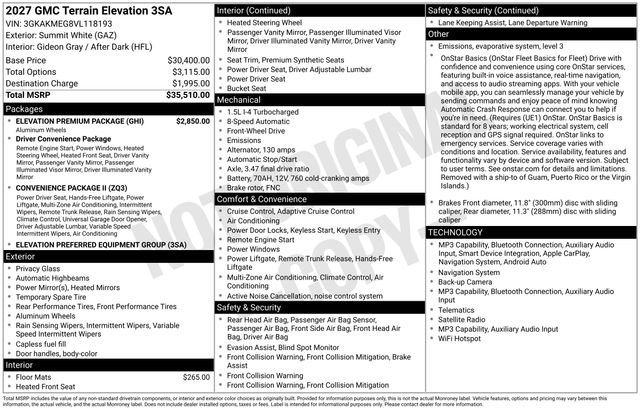 New 2027 GMC Terrain Elevation w/ Elevation Premium Package FWD image 3