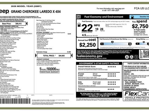 New 2026 Jeep Grand Cherokee Laredo AWD/4WD image 2
