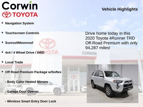 Used 2020 Toyota 4Runner TRD Off-Road Premium w/ Moonroof Package AWD/4WD image 6