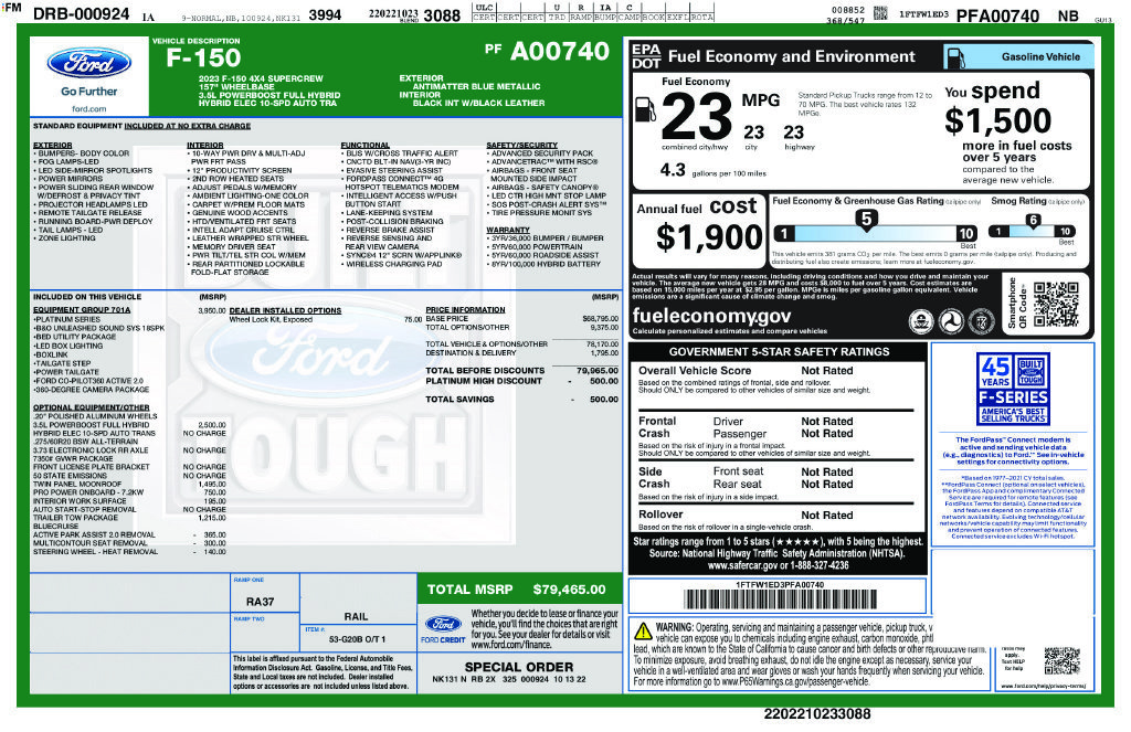Certified 2023 Ford F150 Platinum w/ Equipment Group 701A High AWD/4WD image 18