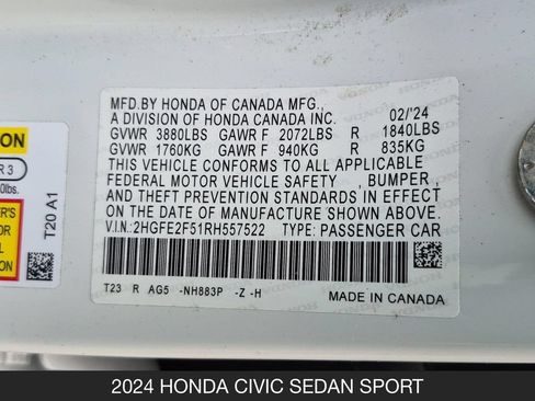 Used 2024 Honda Civic Sport image 24