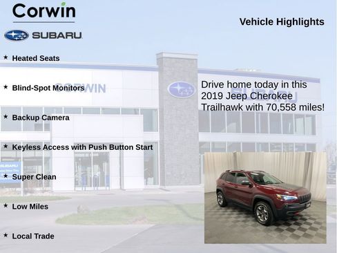 Used 2019 Jeep Cherokee Trailhawk w/ Cold Weather Group AWD/4WD image 6