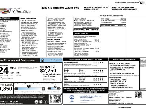 Certified 2022 Cadillac XT5 Premium Luxury w/ LPO, Floor Liner Package image 2