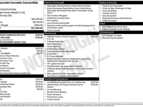 Used 2000 Chevrolet Corvette Convertible w/ Performance Handling Pkg RWD image 4