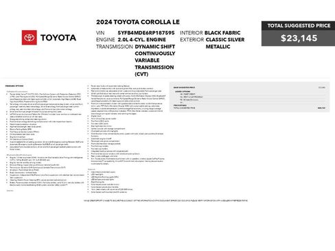 Used 2024 Toyota Corolla LE FWD image 2