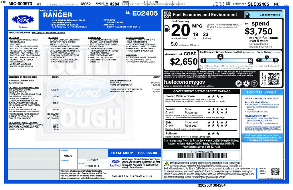 Used 2025 Ford Ranger Lariat w/ FX4 Off-Road Package AWD/4WD image 3
