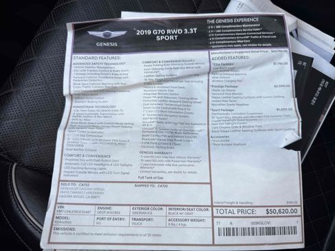 Used 2019 Genesis G70 3.3T Advanced w/ Sport Package RWD image 68