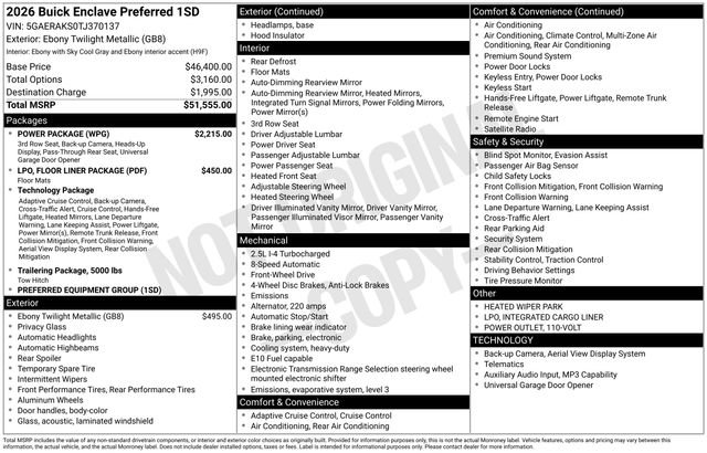 New 2026 Buick Enclave Preferred w/ Power Package FWD image 25