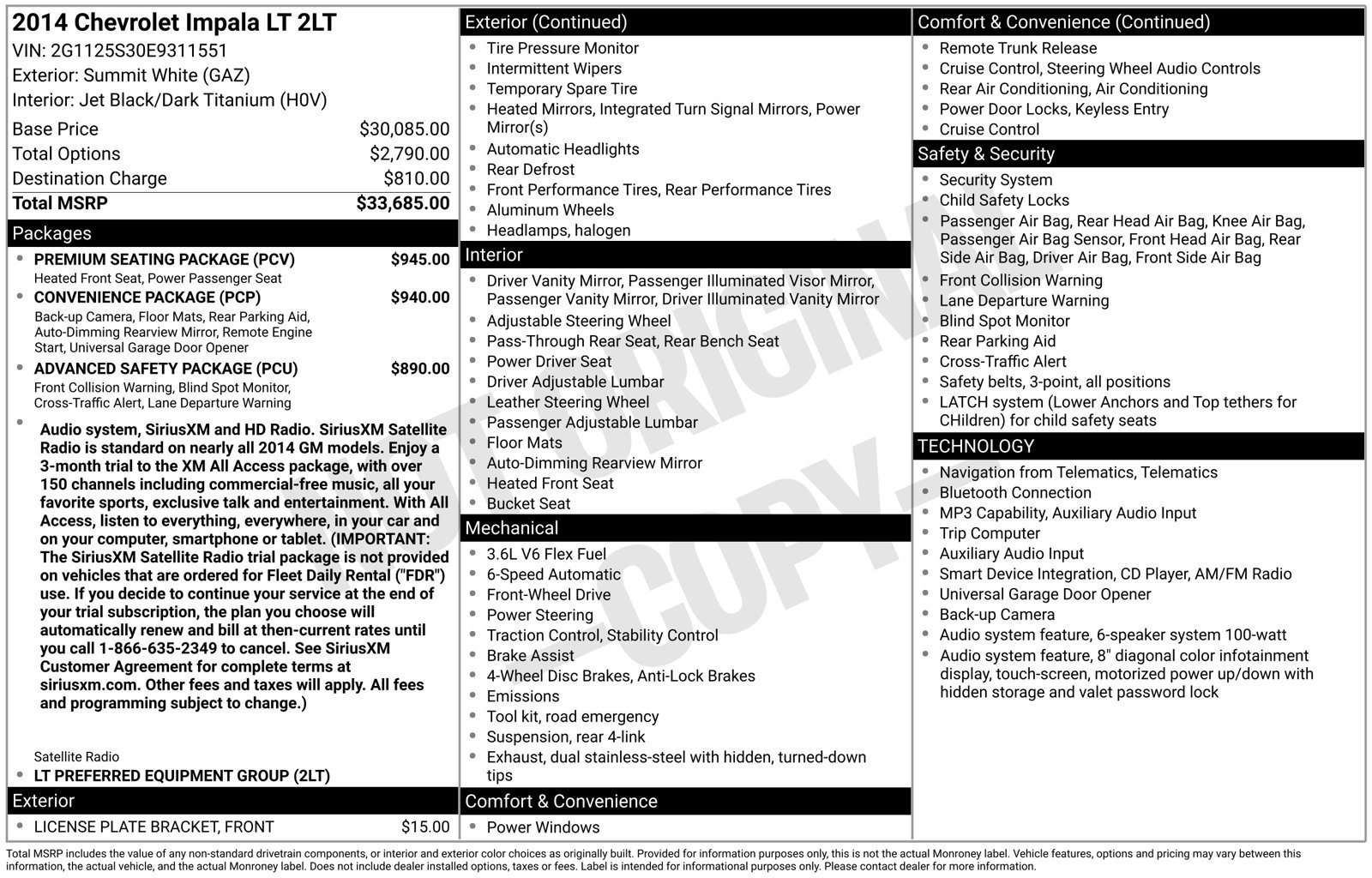 Used 2014 Chevrolet Impala LT w/ Premium Seating Package FWD image 10