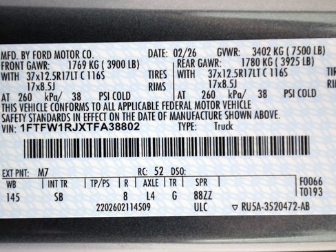 Used 2026 Ford F150 Raptor w/ Equipment Group 803A Raptor R image 56