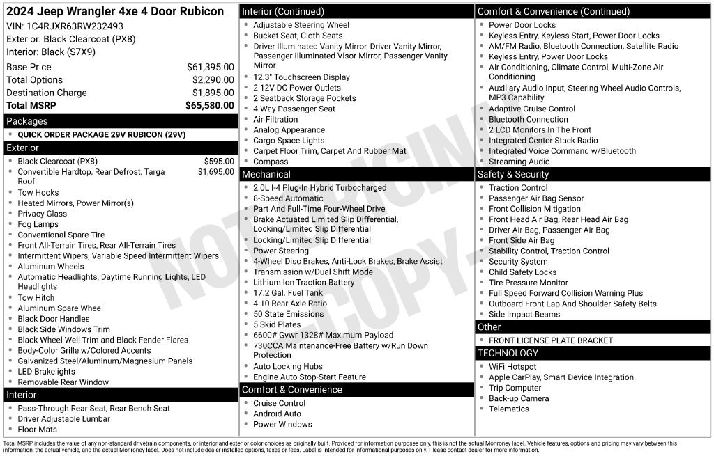 Used 2024 Jeep Wrangler Unlimited Rubicon 4xe AWD/4WD image 6