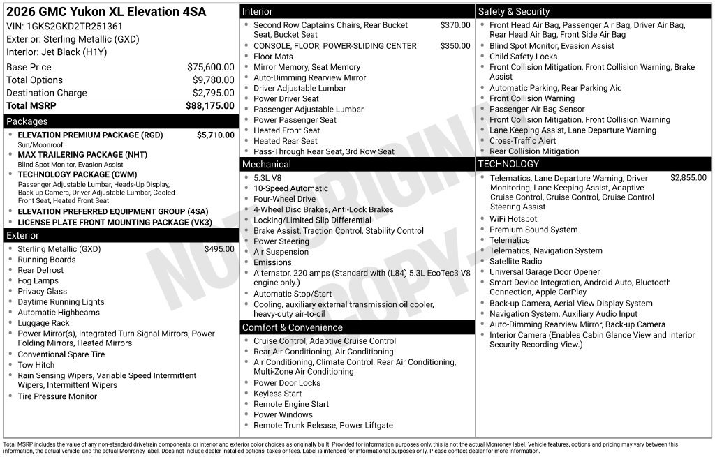 Certified 2026 GMC Yukon XL Elevation w/ Elevation Premium Package AWD/4WD image 5