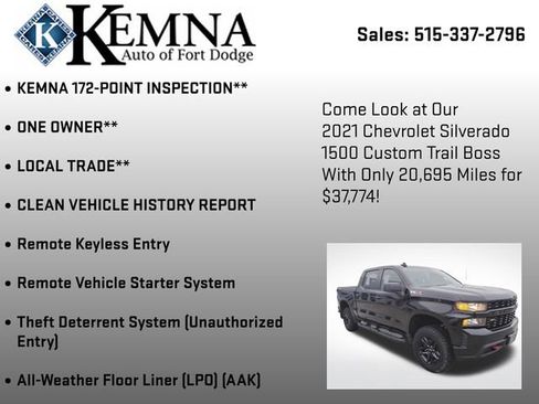 Used 2021 Chevrolet Silverado 1500 Custom Trail Boss image 7
