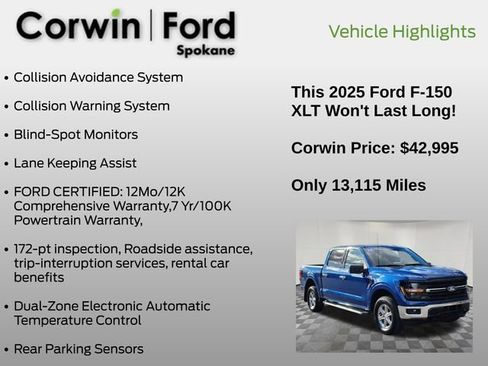 Certified 2025 Ford F150 XLT w/ Equipment Group 301A Standard AWD/4WD image 6