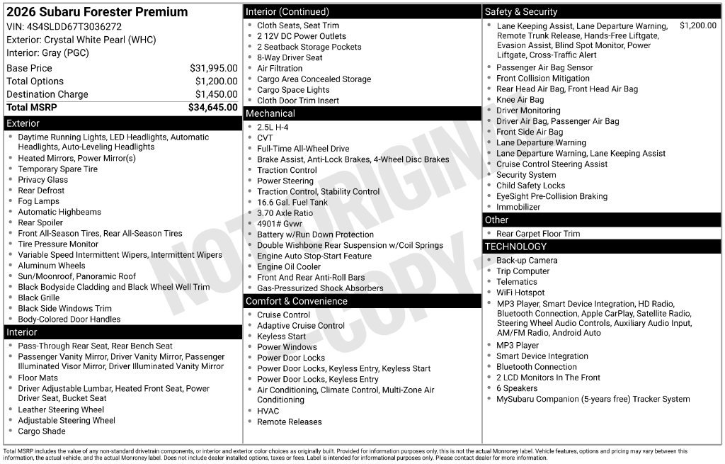 Certified 2026 Subaru Forester Premium AWD/4WD image 34