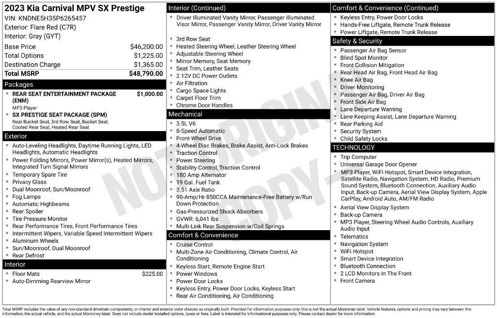 Used 2023 Kia Carnival SX Prestige FWD image 56