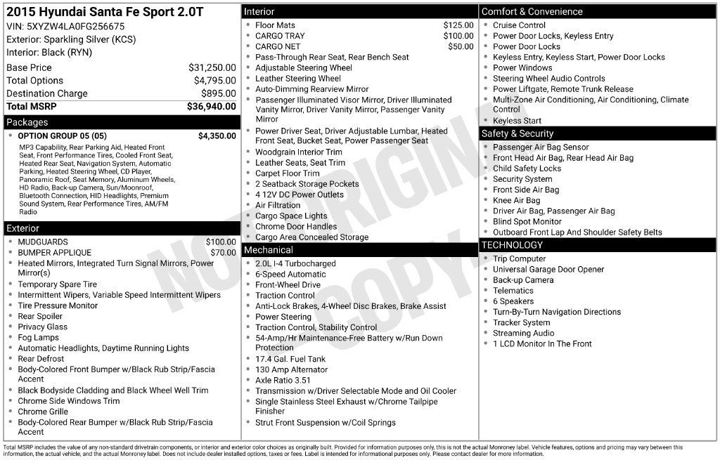 Used 2015 Hyundai Santa Fe Sport 2.0T w/ Option Group 05 FWD image 3