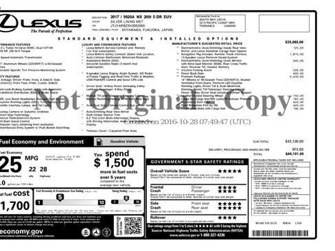 Used 2017 Lexus NX 200t NX Turbo F Sport w/ Premium Package image 53