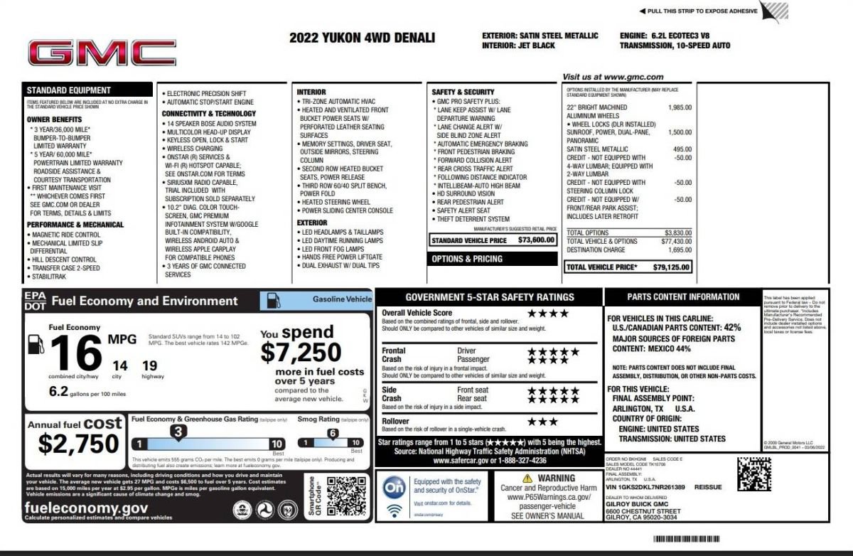 Used 2022 GMC Yukon Denali AWD/4WD image 16