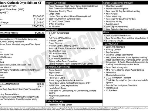 Used 2024 Subaru Outback Onyx Edition XT w/ Popular Package #2 AWD/4WD image 10