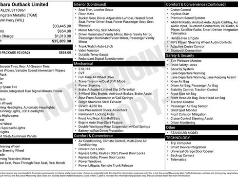 Used 2020 Subaru Outback Limited w/ Popular Package #2 image 2