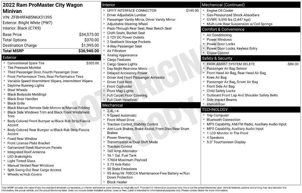 Used 2022 RAM ProMaster City Wagon FWD image 7