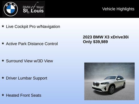 Used 2023 BMW X3 xDrive30i w/ Premium Package w/ZPA image 24