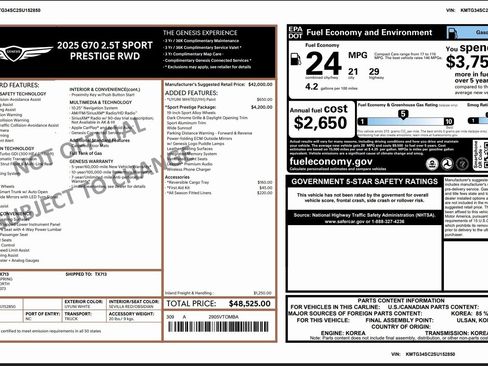 Certified 2025 Genesis G70 2.5T w/ Sport Prestige Package image 3