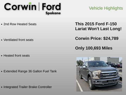 Used 2015 Ford F150 Lariat w/ Equipment Group 502A Luxury AWD/4WD image 16