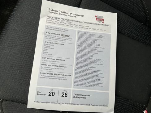 Certified 2025 Subaru Ascent Premium w/ Premium Package image 16