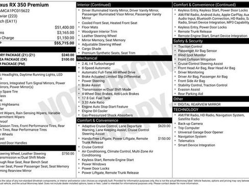 Used 2023 Lexus RX 350 Premium w/ Accessory Package (Z1) AWD/4WD image 35