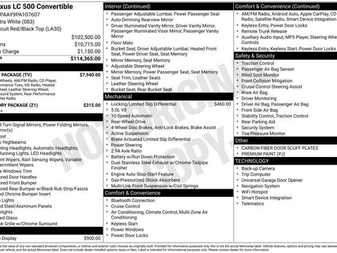 Used 2023 Lexus LC 500 Convertible w/ Touring Package image 27