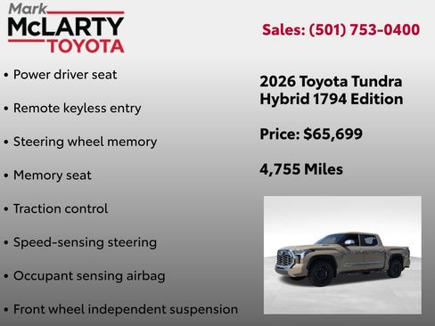 Certified 2026 Toyota Tundra 1794 Edition w/ TRD Off-Road Package AWD/4WD image 40