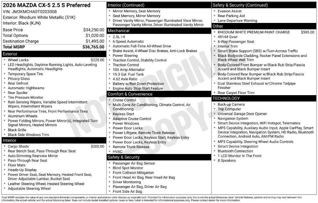 New 2026 MAZDA CX-5 Preferred AWD/4WD image 34