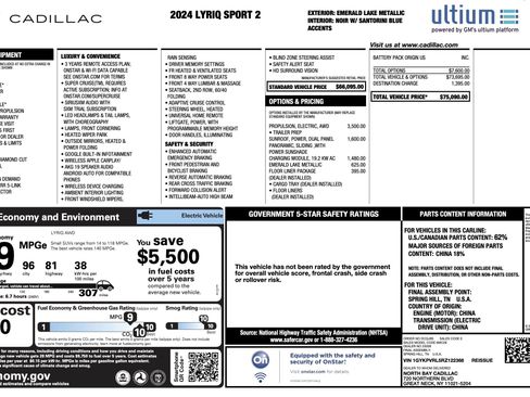Used 2024 Cadillac Lyriq Sport w/ LPO, Floor Liner Package AWD/4WD image 2