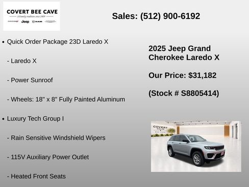 New 2025 Jeep Grand Cherokee Laredo X w/ Luxury Tech Group I RWD image 7