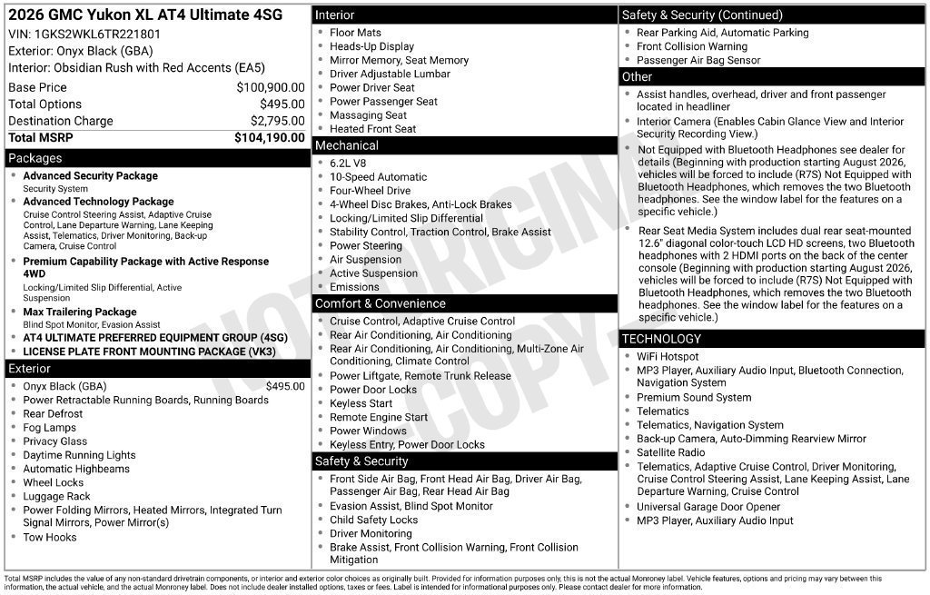 New 2026 GMC Yukon XL AT4 Ultimate AWD/4WD image 4
