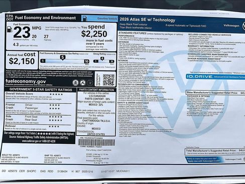 New 2026 Volkswagen Atlas SE image 19