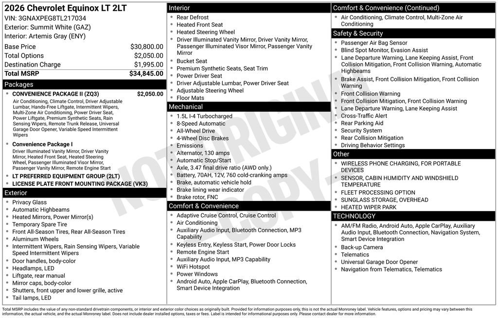 Used 2026 Chevrolet Equinox LT w/ Convenience Package II AWD/4WD image 2