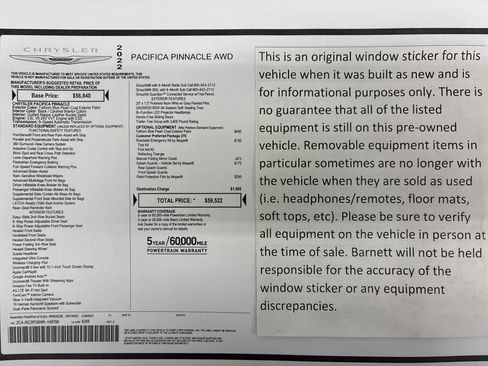 Certified 2022 Chrysler Pacifica Pinnacle AWD/4WD image 2