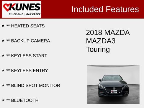 Used 2018 MAZDA MAZDA3 Touring FWD image 2