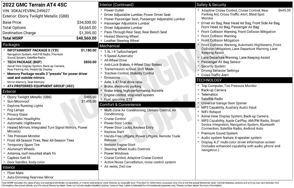 Used 2022 GMC Terrain AT4 w/ Infotainment Package II AWD/4WD image 25